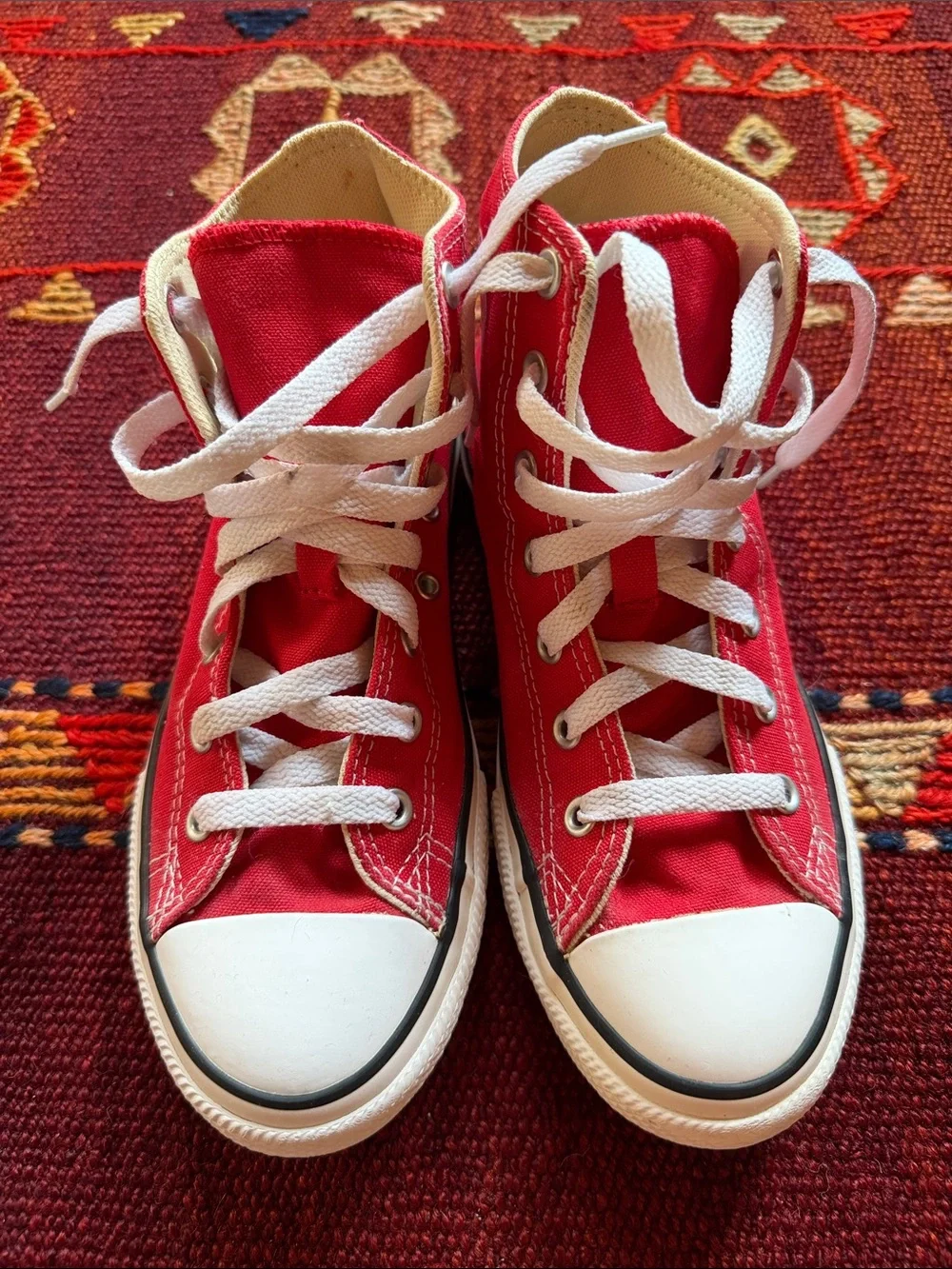 Converse Kids Red High-Top Canvas Sneakers with White Laces